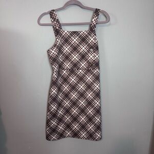 Beautees Brown and White Checkered Mini Dress